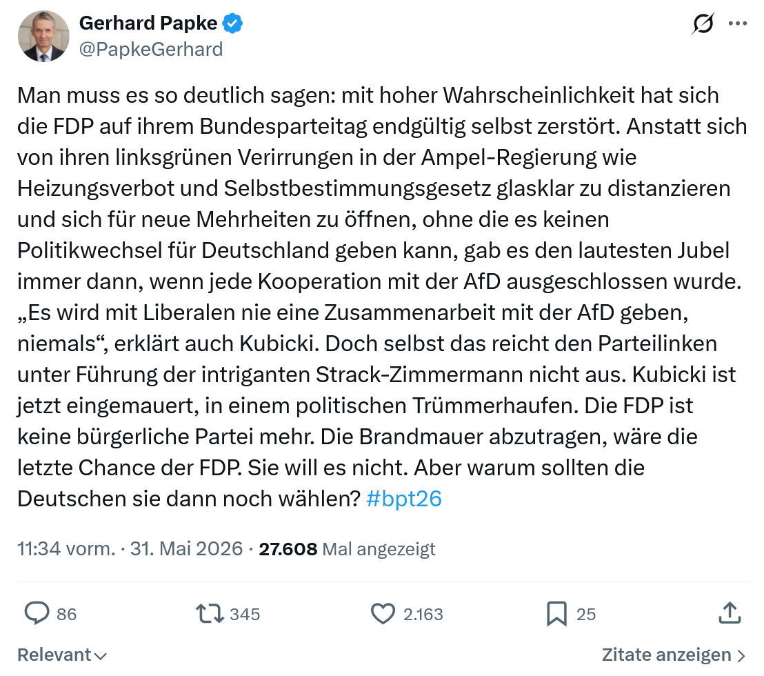 Gerhard Papke: Man muss es so deutlich sagen…