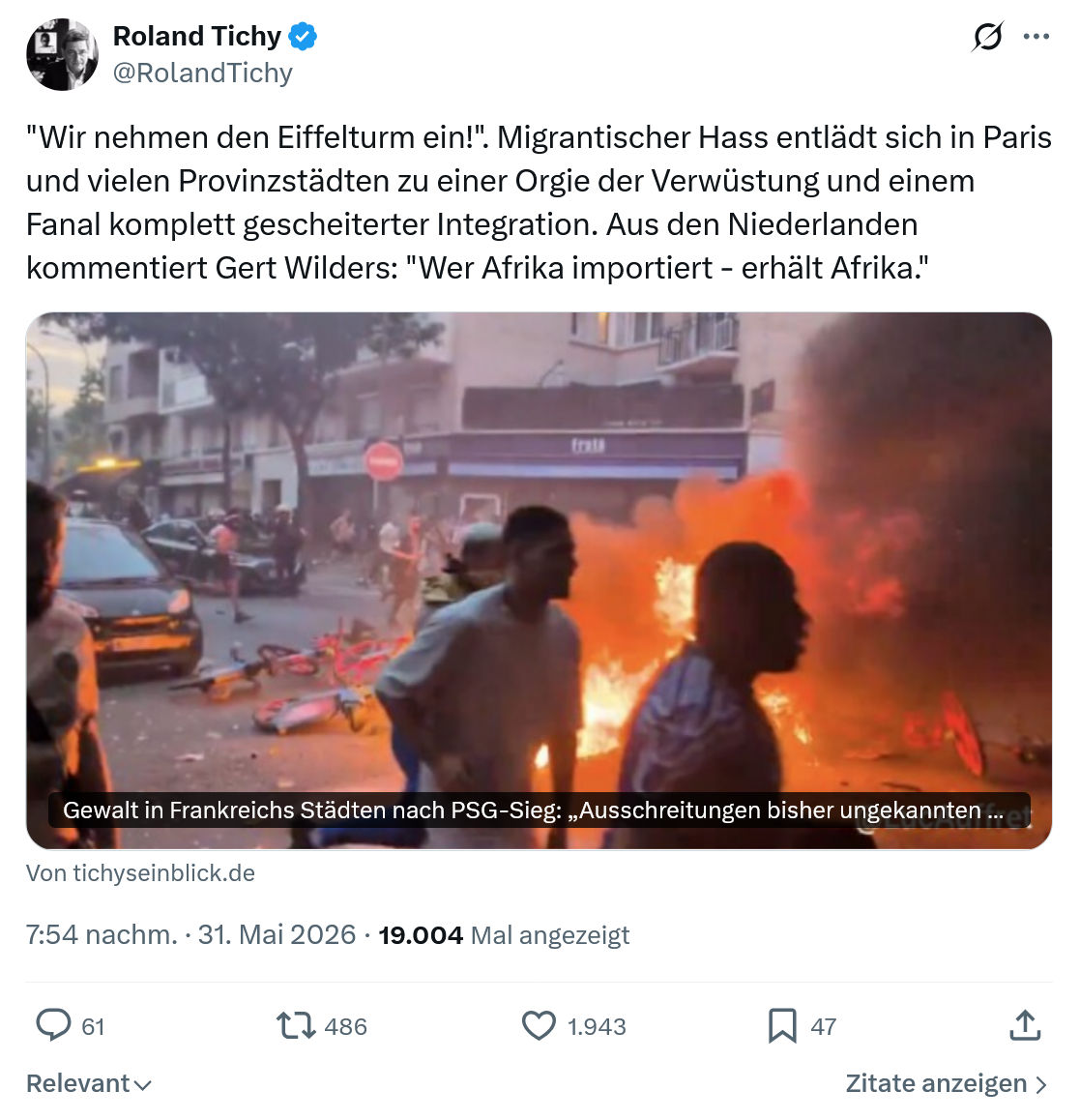 Roland Tichy: "Wir nehmen den Eiffelturm ein!"…