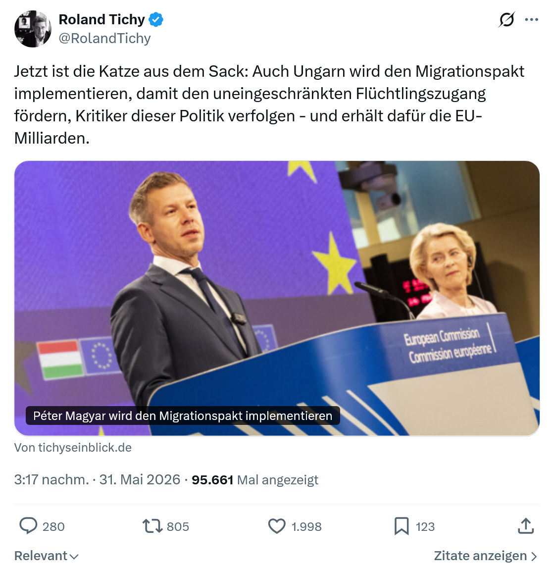 Roland Tichy: Jetzt ist die Katze aus dem Sack…