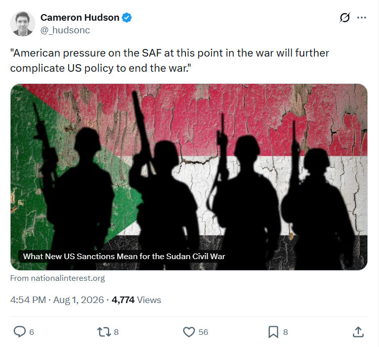 Cameron Hudson: American pressure on the SAF...
