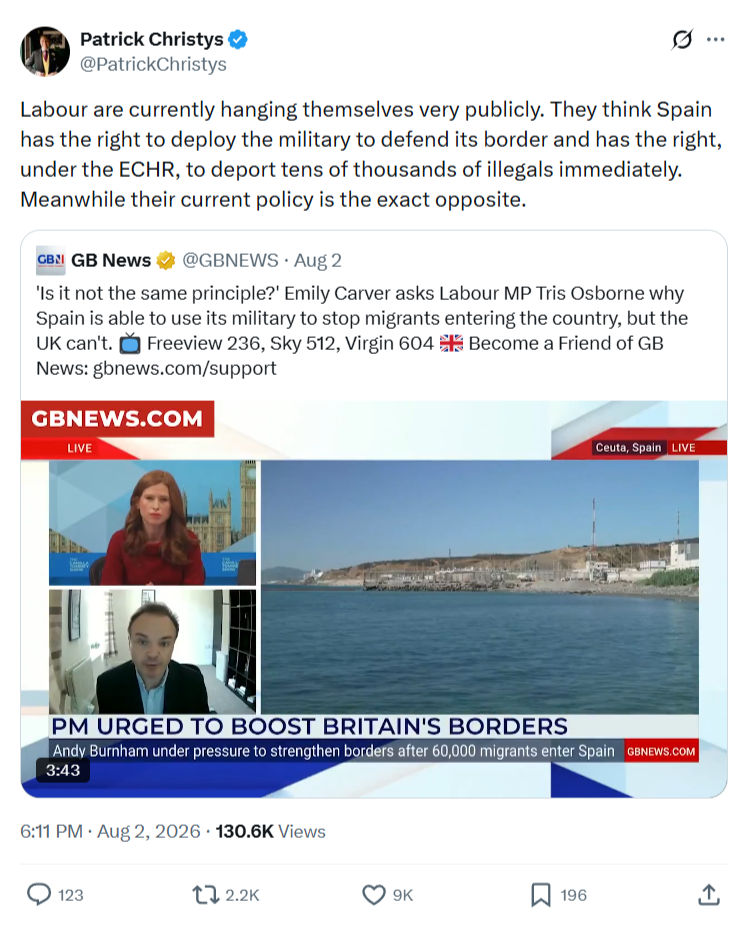 Patrick Christys: Labour are currently hanging themselves...
