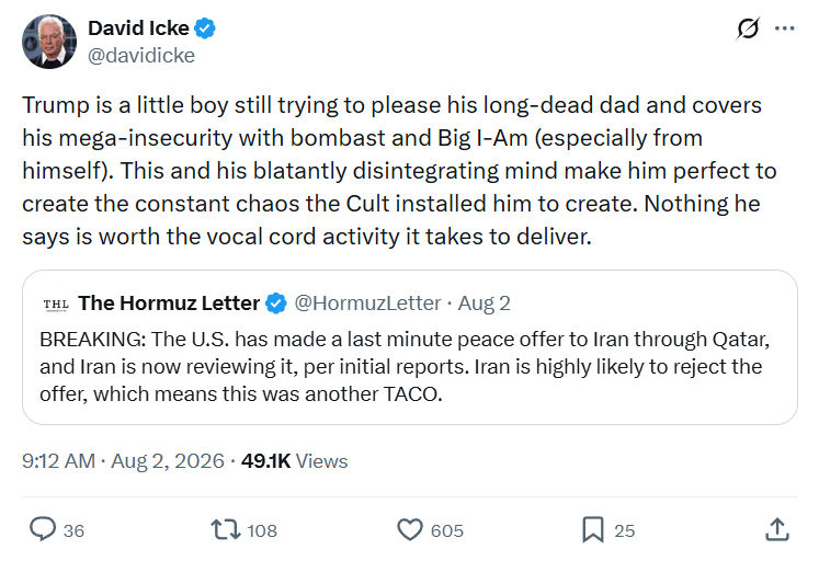 David Icke: Trump is a little boy...