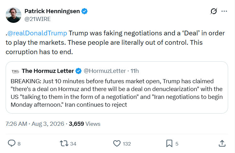 Patrick Henningsen: . @realDonaldTrump  Trump was faking...