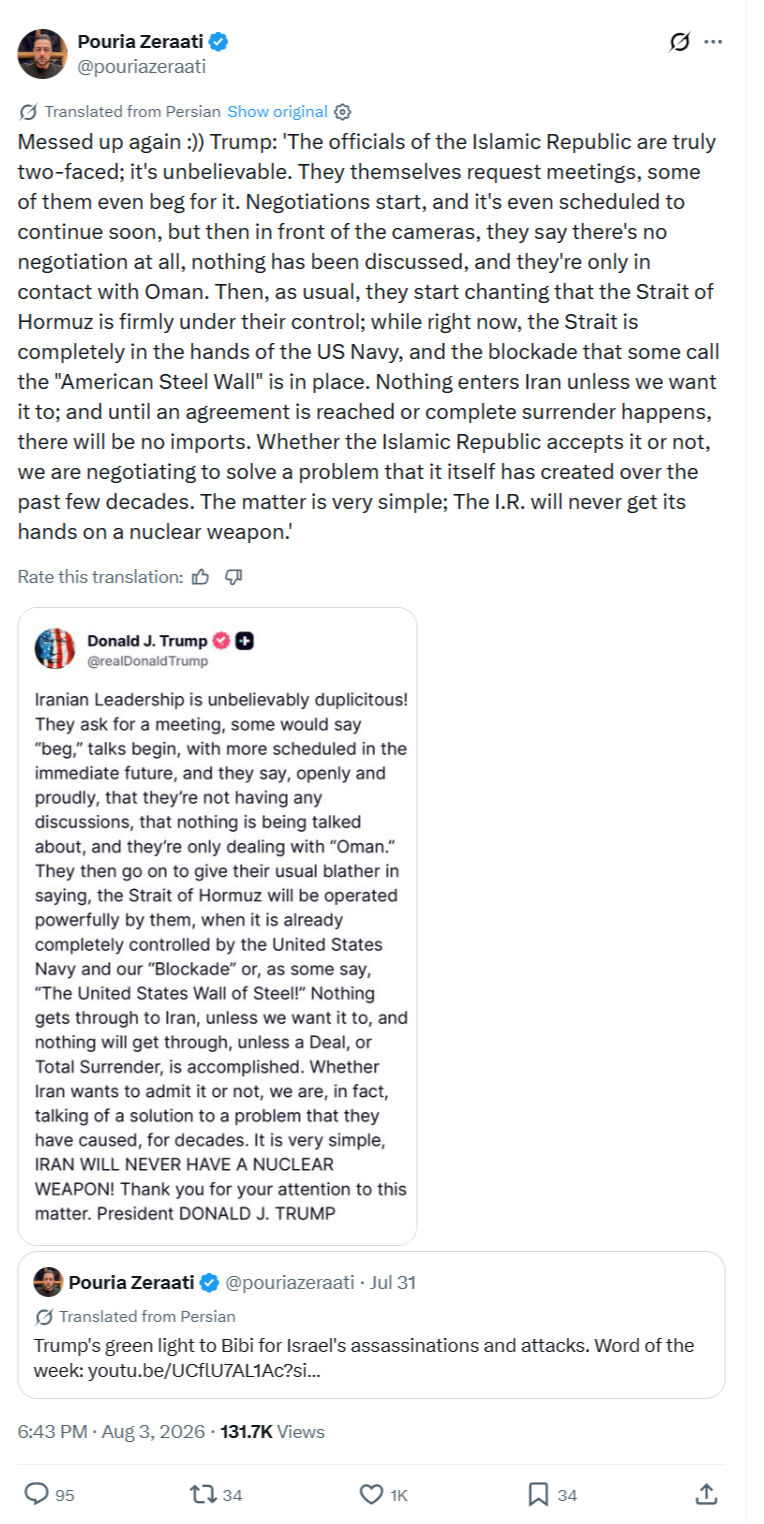 Pouria Zeraati: Messed up again :)) Trump...