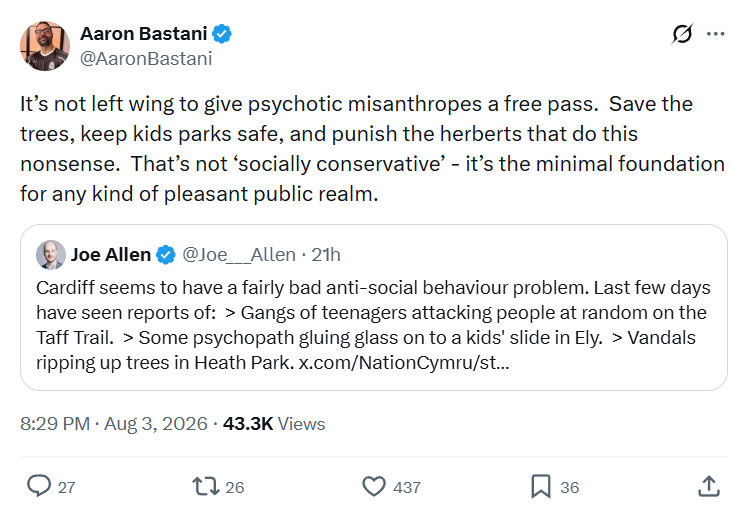 Aaron Bastani: It’s not left wing to give psychotic...