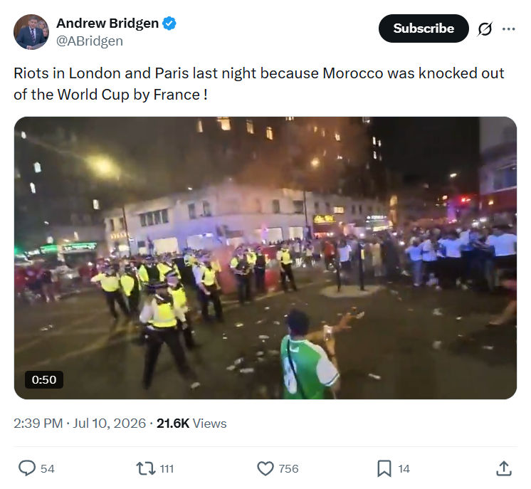 Andrew Bridgen: Riots in London and Paris...