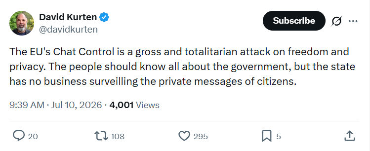 David Kurten: The EU's Chat Control...