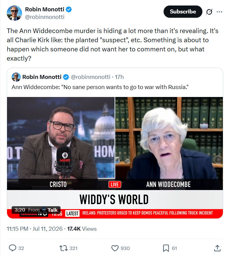 Robin Monotti: The Ann Widdecombe murder...