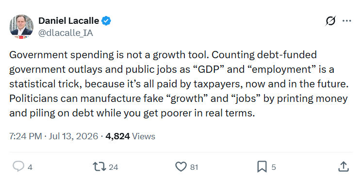 Daniel Lacalle: Government spending is not a growth tool...