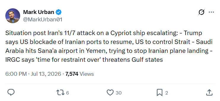 Mark Urban: Situation post Iran's 11/7 attack on a Cypriot...