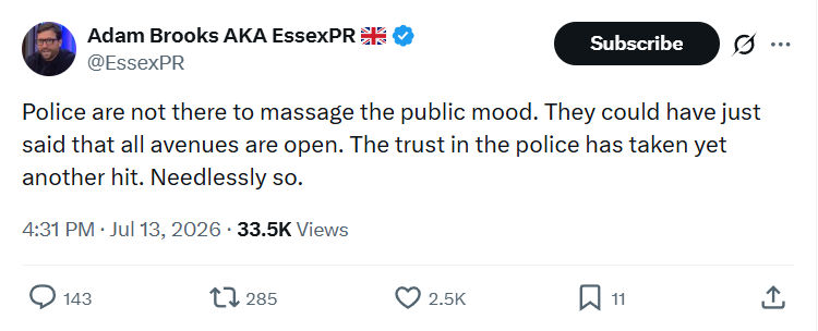 Adam Brooks: Police are not there...