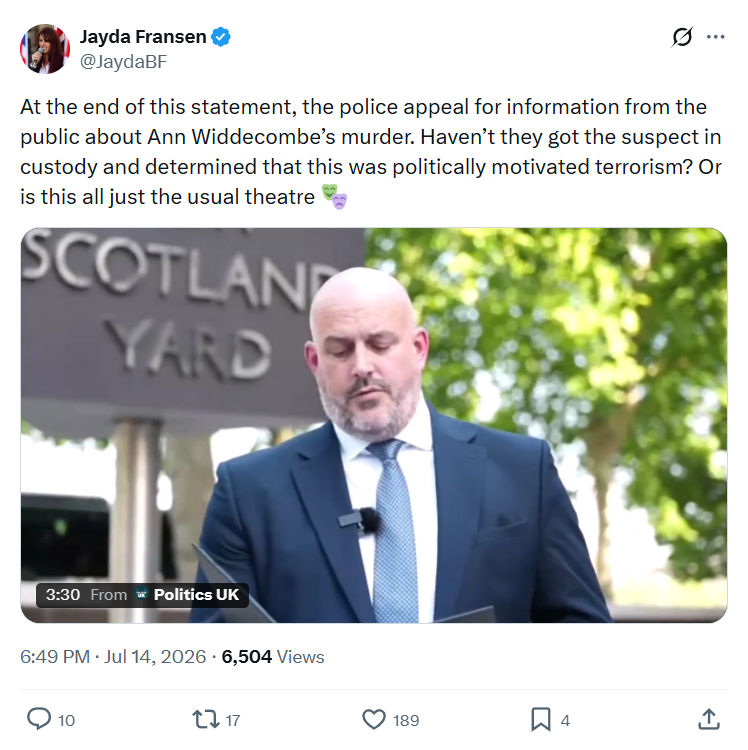 Jayda Fransen: At the end of this statement...