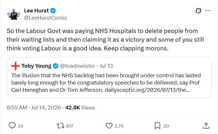 Lee Hurst: So the Labour Govt...