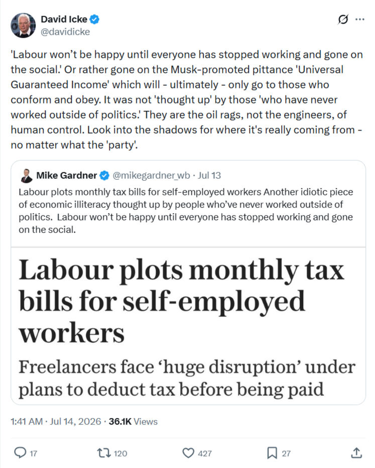 David Icke: Labour won’t be happy until...