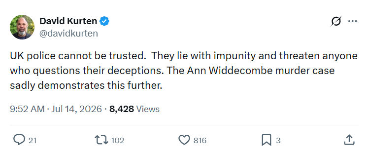 David Kurten: UK police cannot be trusted...
