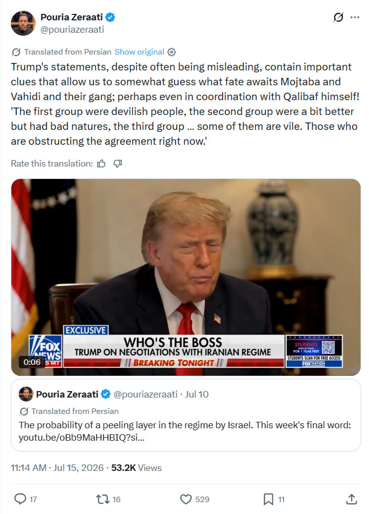 Pouria Zeraati: Trump's statements, despite often being misleading...