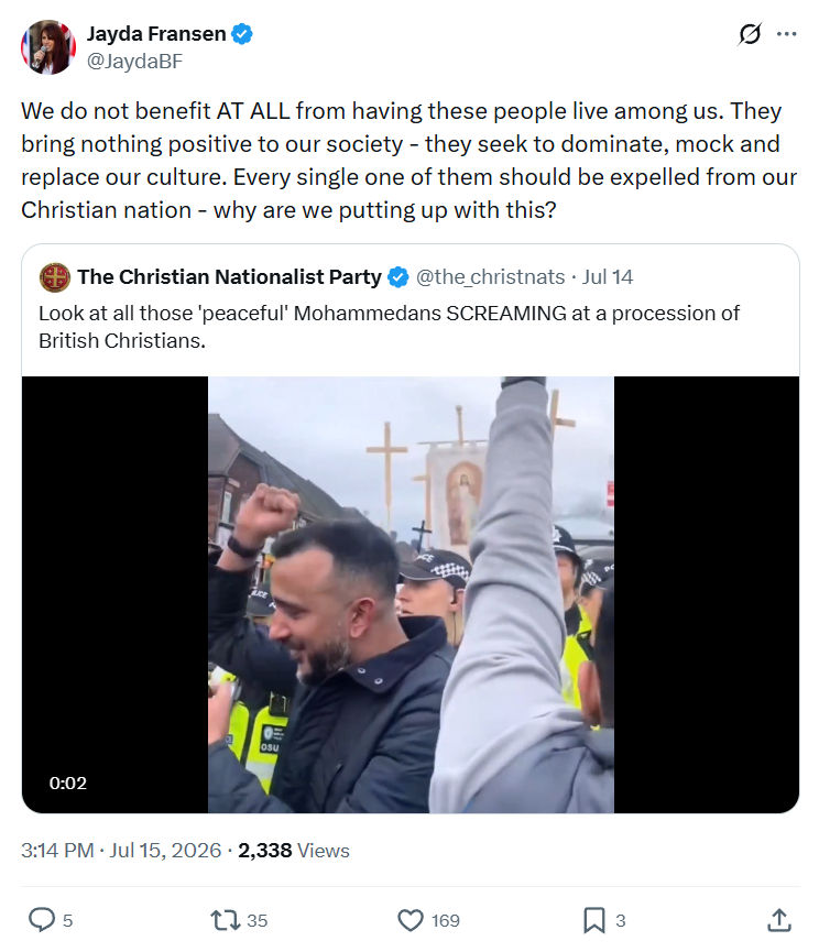 Jayda Fransen: We do not benefit AT ALL...