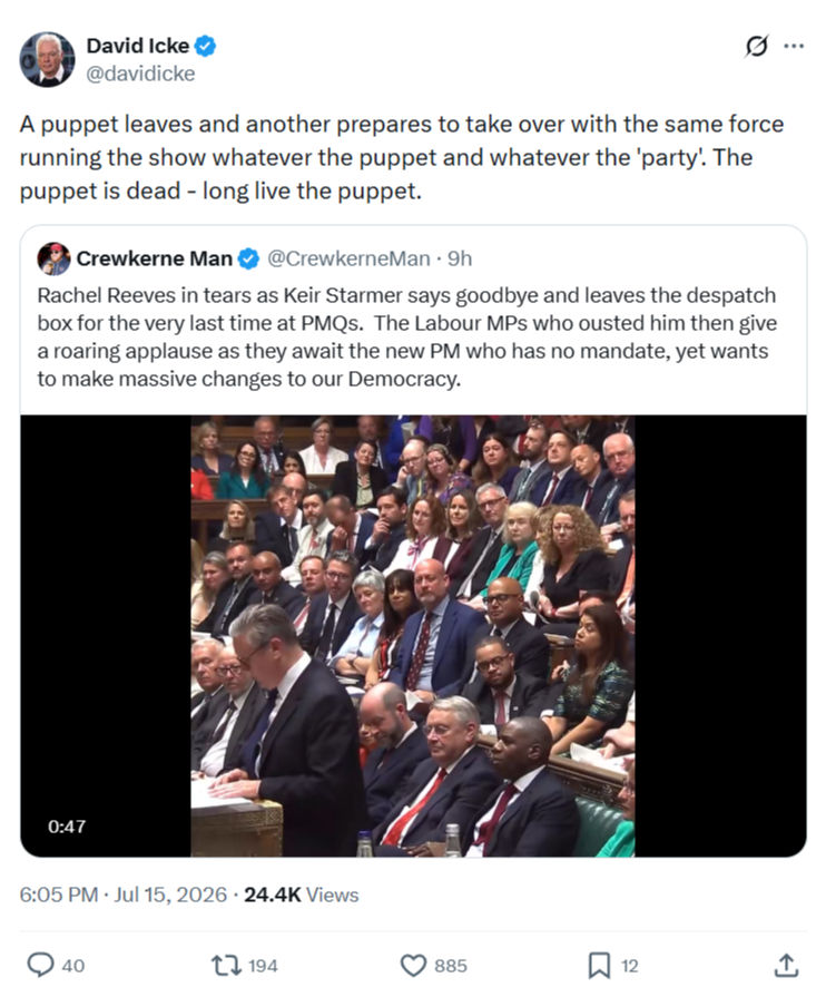 David Icke: A puppet leaves and another prepares to take...