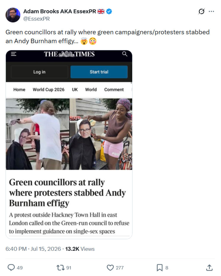 Adam Brooks: Green councillors at rally...