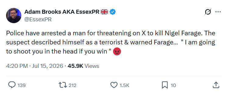 Adam Brooks: Police have arrested a man...