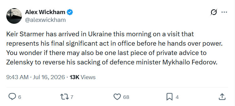 Alex Wickham: Keir Starmer has arrived in Ukraine...