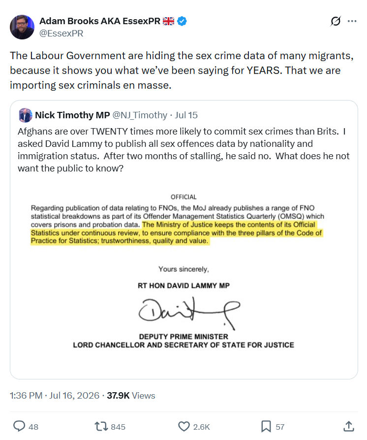 Adam Brooks: The Labour Government are hiding the sex crime...