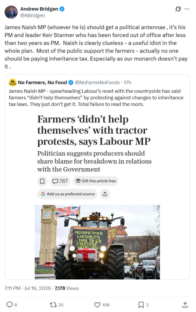 Andrew Bridgen: James Naish MP (whoever he is)...