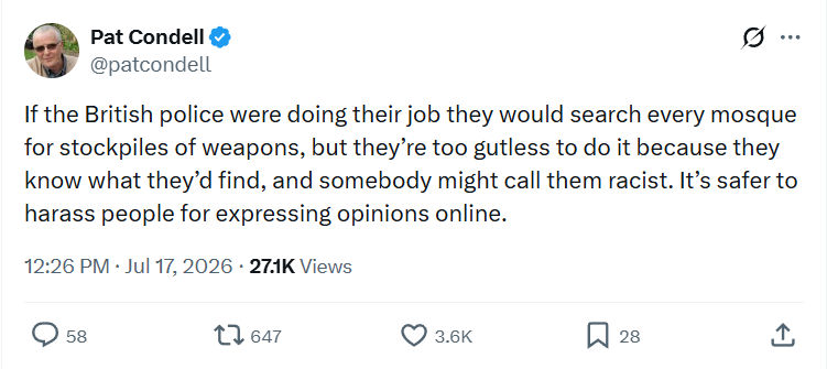 Pat Condell: If the British police were doing their job...