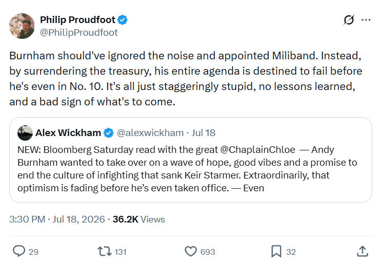 Philip Proudfoot: Burnham should've ignored...