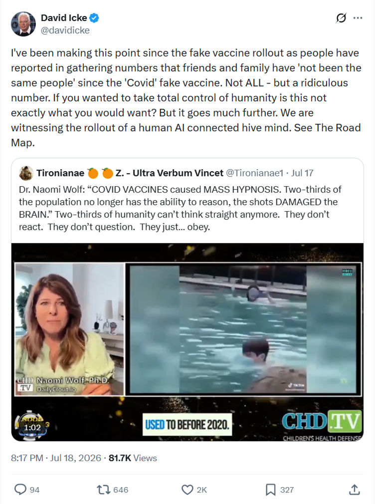 David Icke: I've been making this point since...