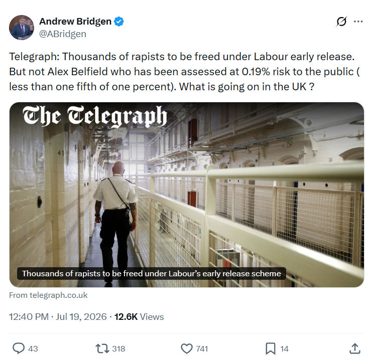 Andrew Bridgen: Thousands of rapists to be freed...