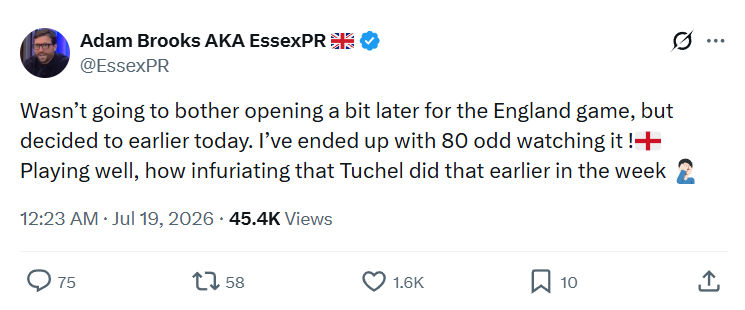 Adam Brooks: Wasn’t going to bother opening...