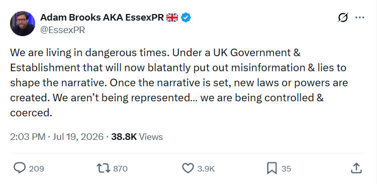 Adam Brooks: We are living in dangerous times...