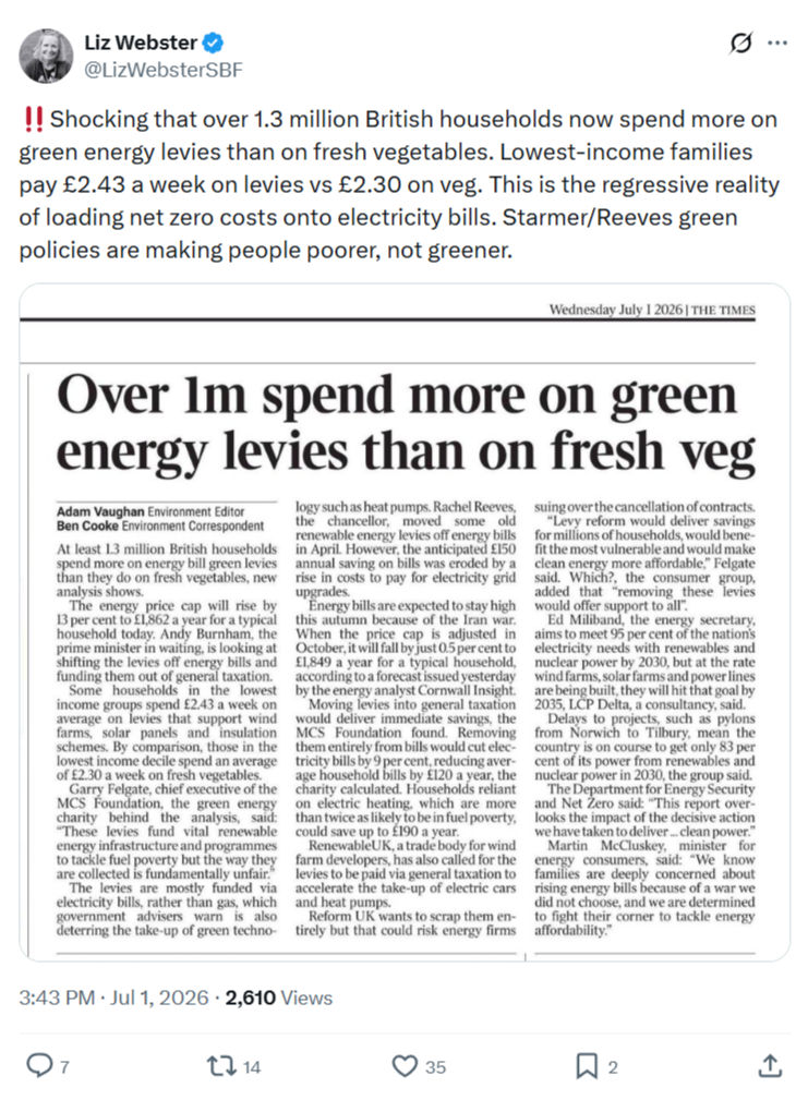 Liz Webster: Shocking that over 1.3 million British households...