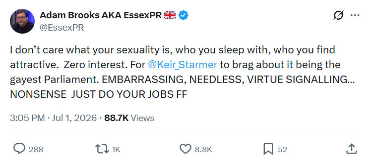 Adam Brooks: I don’t care what your sexuality is...
