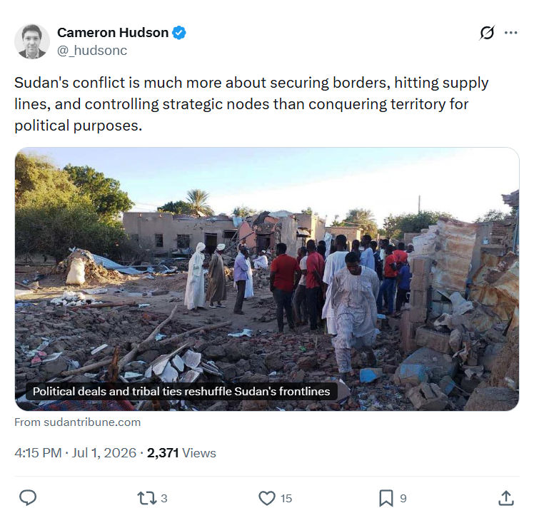 Cameron Hudson: Sudan's conflict is much more about securing borders...