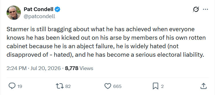 Pat Condell: Starmer is still bragging about...