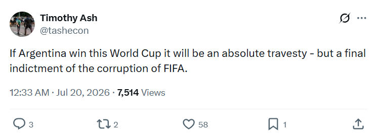 Timothy Ash: If Argentina win this World Cup...