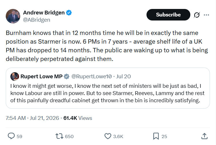 Andrew Bridgen: Burnham knows that in 12 months...