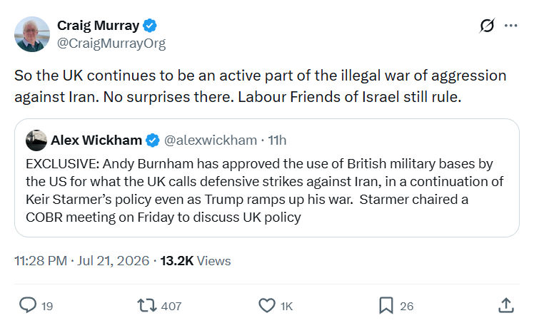 Craig Murray: So the UK continues to be an active part...