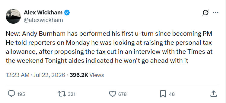 Alex Wickham: Andy Burnham has performed...
