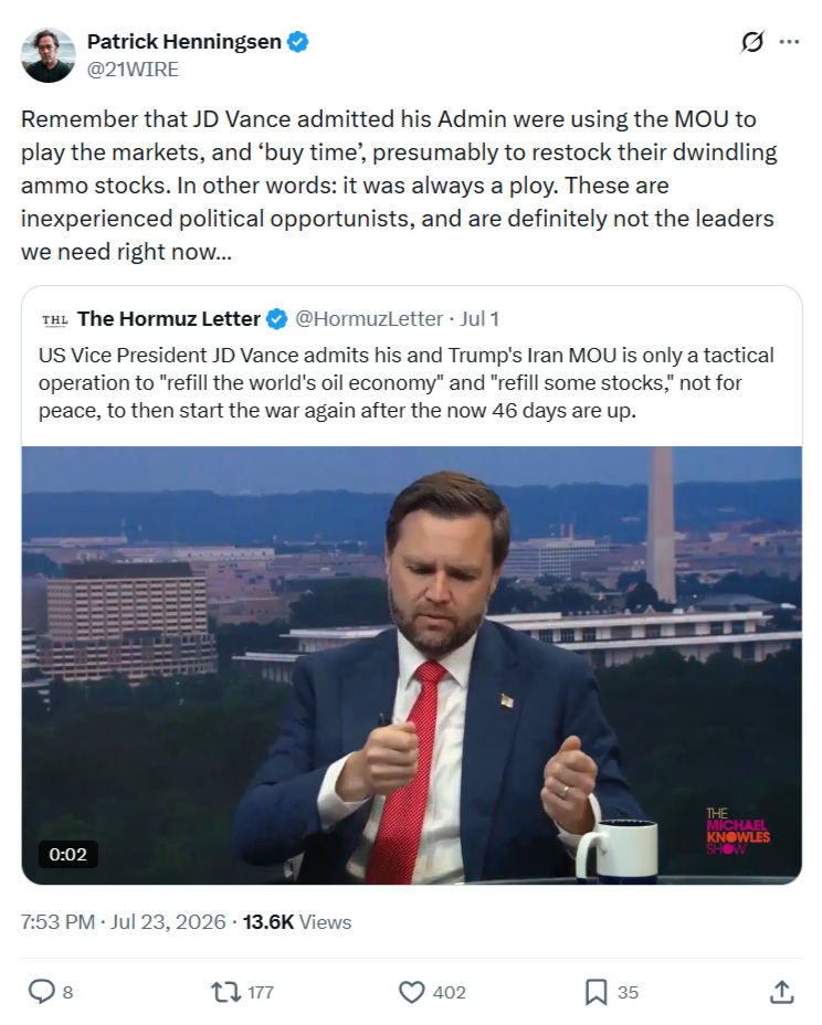 Patrick Henningsen: Remember that JD Vance...