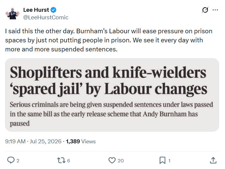Lee Hurst: I said this the other day...