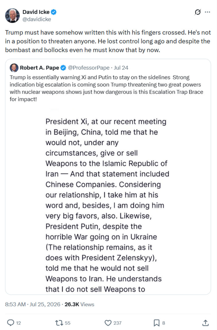 David Icke: Trump must have somehow written this...