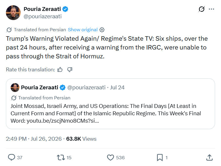 Pouria Zeraati: Trump's Warning Violated Again...