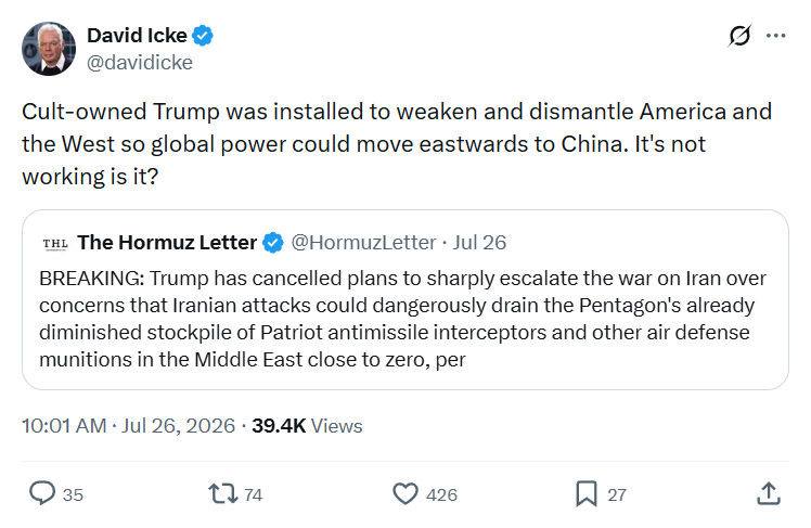 David Icke: Cult-owned Trump...
