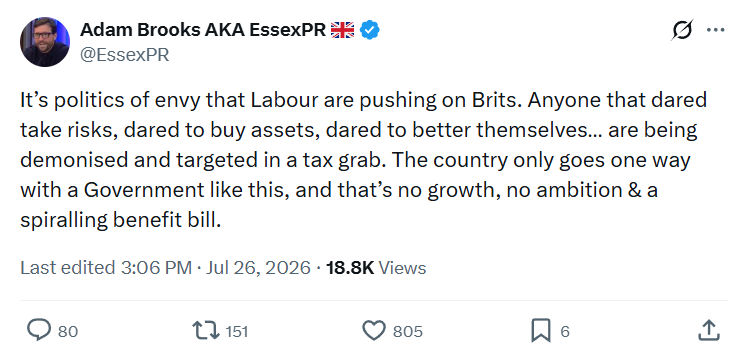 Adam Brooks: It’s politics of envy that Labour...