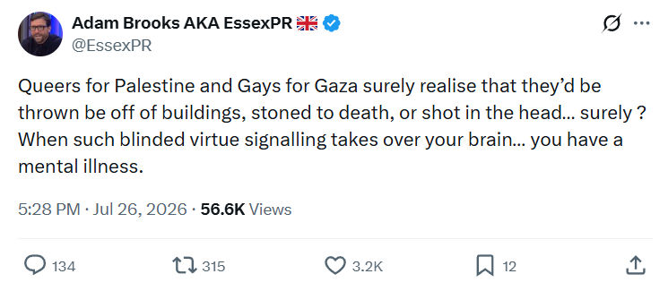 Adam Brooks: Queers for Palestine and Gays for Gaza...