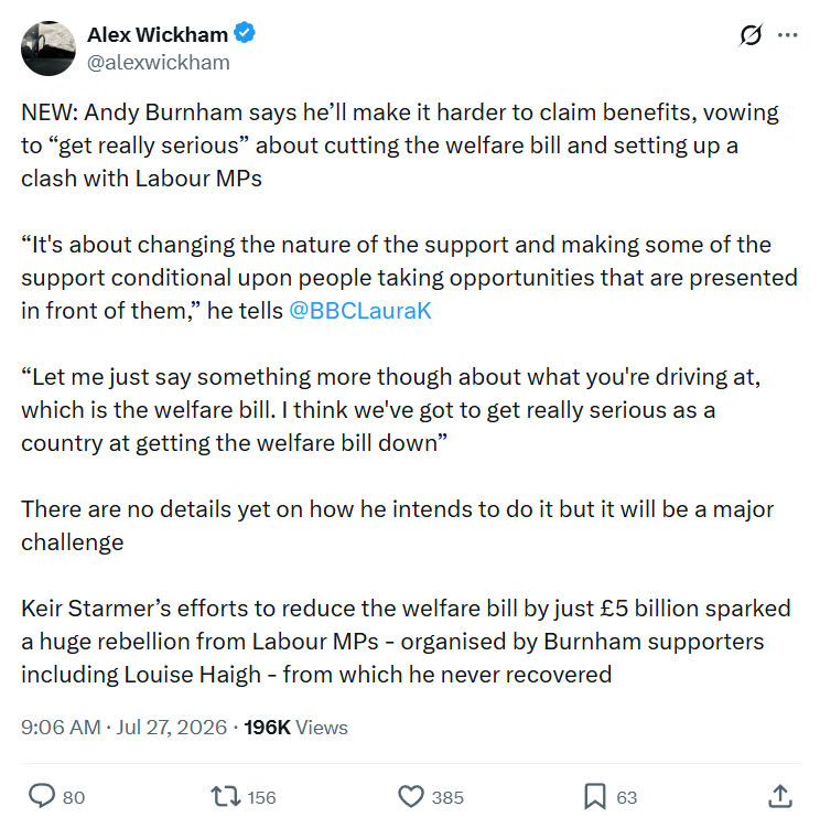 Alex Wickham: Andy Burnham says he’ll make it harder...