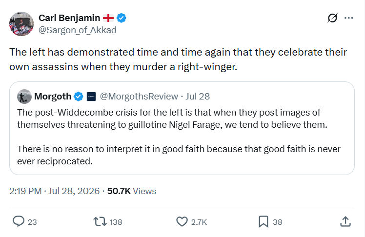 Carl Benjamin: The left has demonstrated time...